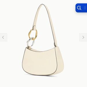 STAUD Cream Shoulder Bag with Gold and Silver Accent